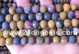 COS312 15.5 inches 9mm - 10mm faceted round ocean jasper beads