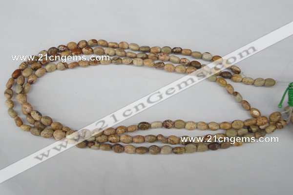 COV04 15.5 inches 6*8mm oval picture jasper beads wholesale