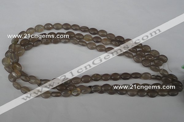 COV27 15.5 inches 8*10mm oval grey agate gemstone beads wholesale