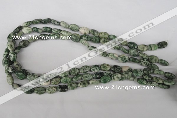 COV52 15.5 inches 8*12mm oval green spot gemstone beads wholesale