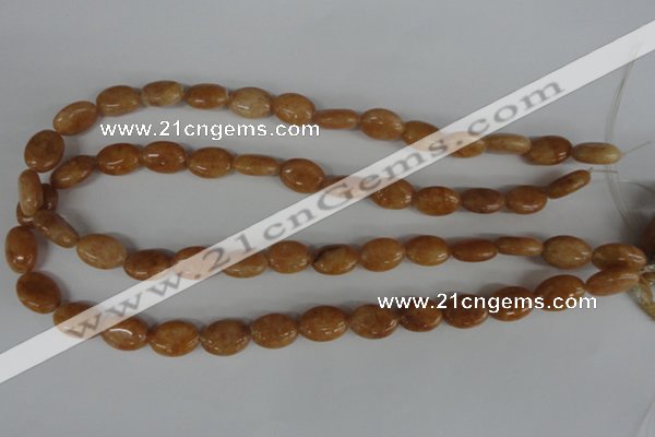 COV69 15.5 inches 10*14mm oval yellow jade beads wholesale