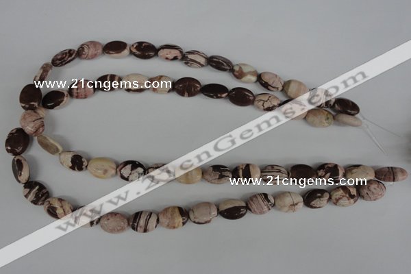 COV75 15.5 inches 10*14mm oval zebra jasper beads wholesale