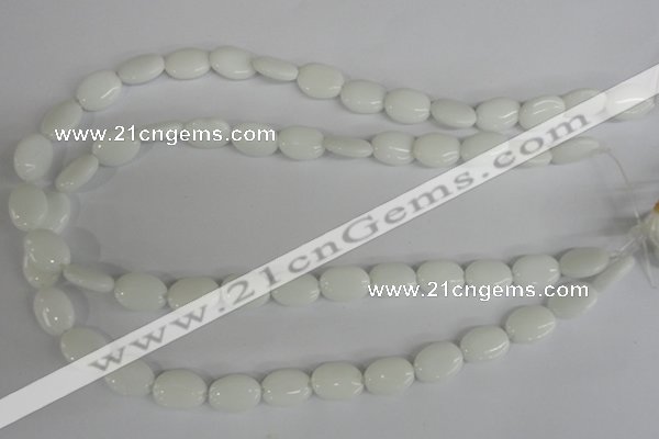 COV82 15.5 inches 10*14mm oval white porcelain beads wholesale