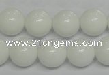 CPB06 15.5 inches 14mm round white porcelain beads wholesale