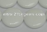 CPB100 15.5 inches 25mm flat round white porcelain beads wholesale