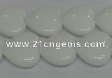 CPB105 15.5 inches 18*18mm heart white porcelain beads wholesale