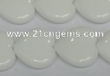 CPB106 15.5 inches 20*20mm heart white porcelain beads wholesale