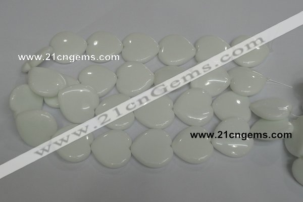 CPB108 15.5 inches 30*30mm heart white porcelain beads wholesale