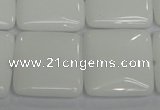 CPB116 15.5 inches 25*25mm square white porcelain beads wholesale