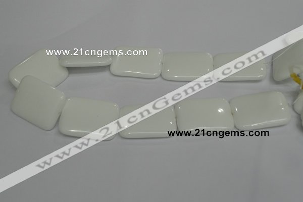 CPB125 15.5 inches 30*40mm rectangle white porcelain beads wholesale