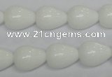 CPB23 15.5 inches 12*16mm teardrop white porcelain beads wholesale