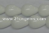 CPB25 15.5 inches 15*20mm teardrop white porcelain beads wholesale