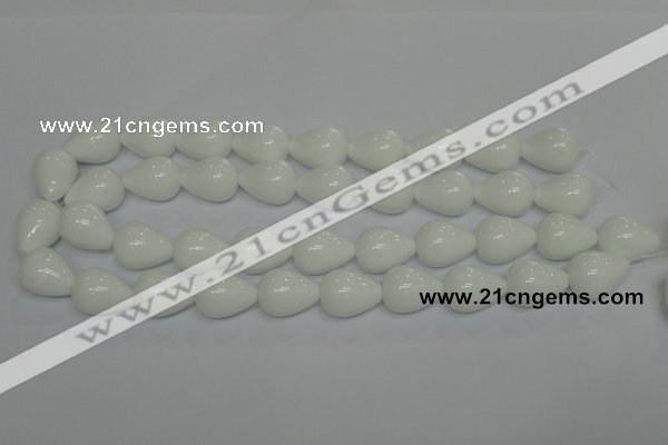 CPB25 15.5 inches 15*20mm teardrop white porcelain beads wholesale