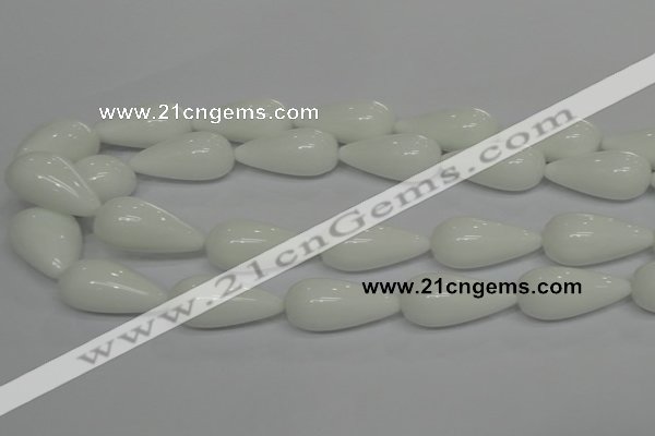 CPB27 15.5 inches 10*30mm teardrop white porcelain beads wholesale