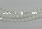 CPB31 15.5 inches 4mm faceted round white porcelain beads wholesale