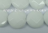 CPB314 15 inches 20*20mm faceted heart white porcelain beads