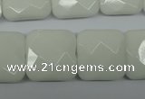 CPB324 15 inches 20*20mm faceted square white porcelain beads