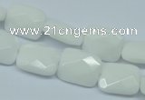 CPB328 15 inches 10*14mm faceted rectangle white porcelain beads