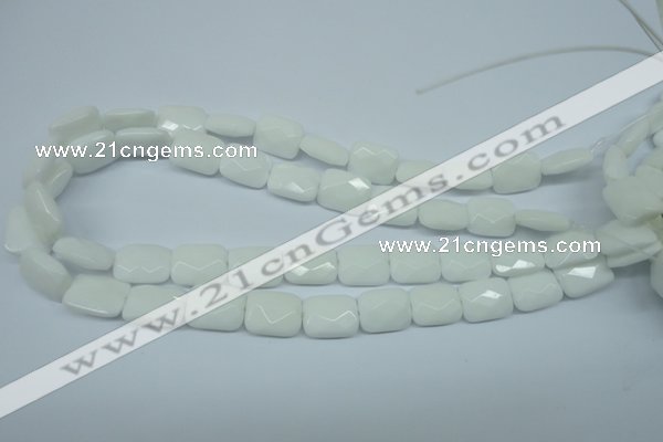 CPB328 15 inches 10*14mm faceted rectangle white porcelain beads