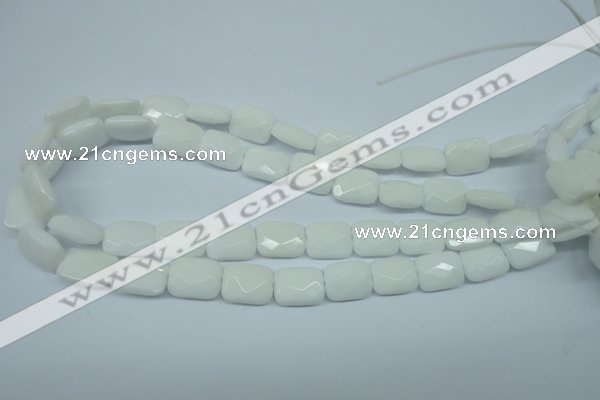 CPB329 15 inches 12*16mm faceted rectangle white porcelain beads