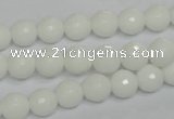 CPB33 15.5 inches 8mm faceted round white porcelain beads wholesale