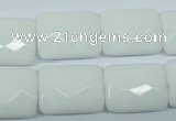 CPB331 15 inches 15*20mm faceted rectangle white porcelain beads