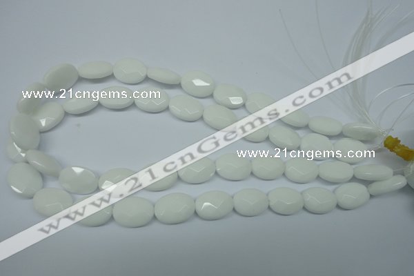 CPB338 15 inches 13*18mm faceted oval white porcelain beads