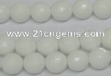 CPB34 15.5 inches 10mm faceted round white porcelain beads wholesale