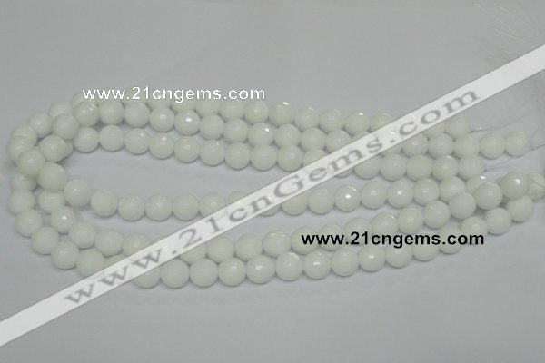 CPB34 15.5 inches 10mm faceted round white porcelain beads wholesale