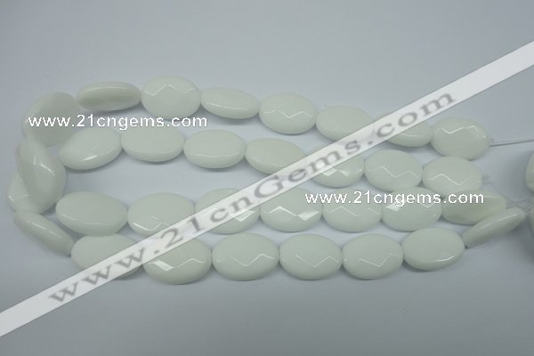 CPB340 15 inches 18*25mm faceted oval white porcelain beads