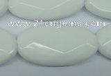 CPB341 15 inches 20*40mm faceted oval white porcelain beads