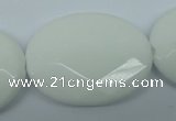 CPB342 15 inches 30*40mm faceted oval white porcelain beads