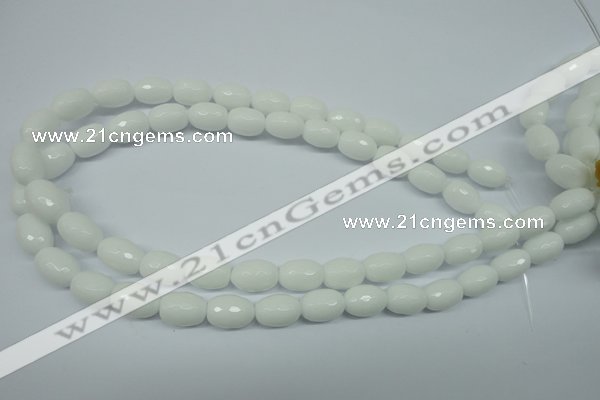 CPB355 15 inches 8*12mm faceted drum white porcelain beads wholesale