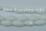 CPB357 15 inches 6*12mm faceted rice white porcelain beads wholesale