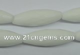 CPB359 15 inches 10*30mm faceted rice white porcelain beads wholesale