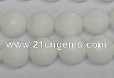 CPB36 15.5 inches 14mm faceted round white porcelain beads wholesale