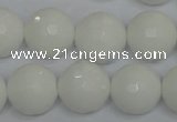 CPB37 15.5 inches 16mm faceted round white porcelain beads wholesale