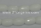 CPB41 15.5 inches 10*14mm faceted drum white porcelain beads