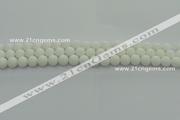 CPB412 15.5 inches 8mm round matte white porcelain beads