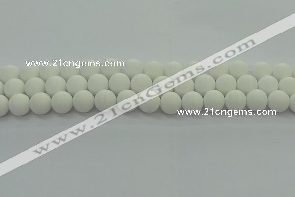 CPB414 15.5 inches 12mm round matte white porcelain beads