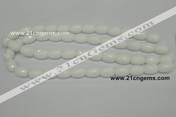 CPB42 15.5 inches 12*16mm faceted drum white porcelain beads