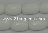 CPB44 15.5 inches 15*20mm faceted drum white porcelain beads