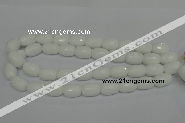 CPB44 15.5 inches 15*20mm faceted drum white porcelain beads