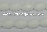 CPB46 15.5 inches 10*14mm faceted rice white porcelain beads