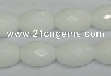 CPB48 15.5 inches 13*18mm faceted rice white porcelain beads