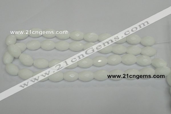 CPB48 15.5 inches 13*18mm faceted rice white porcelain beads