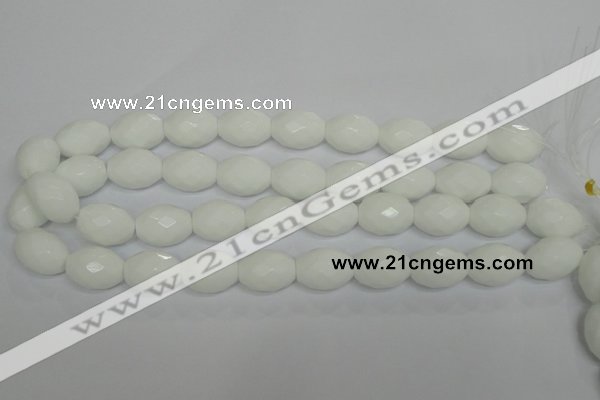 CPB49 15.5 inches 15*20mm faceted rice white porcelain beads