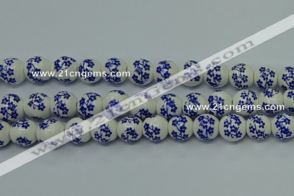 CPB501 15.5 inches 6mm round Painted porcelain beads