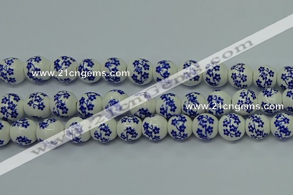 CPB503 15.5 inches 10mm round Painted porcelain beads