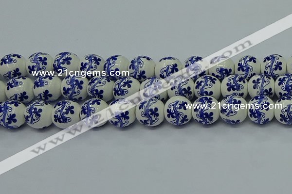 CPB511 15.5 inches 6mm round Painted porcelain beads